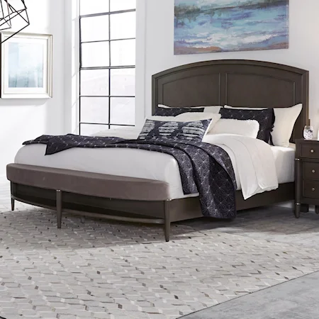 Transitional King Panel Bed with Bench Footboard